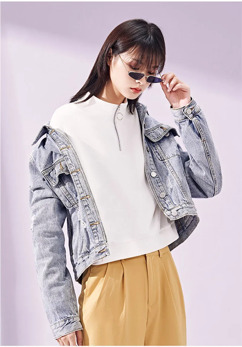 

MRMT 2021 Brand New Women's Cotton Zipper Stand Collar Solid Color Sweater Women's Small Short Sweater Top Coat Trendy