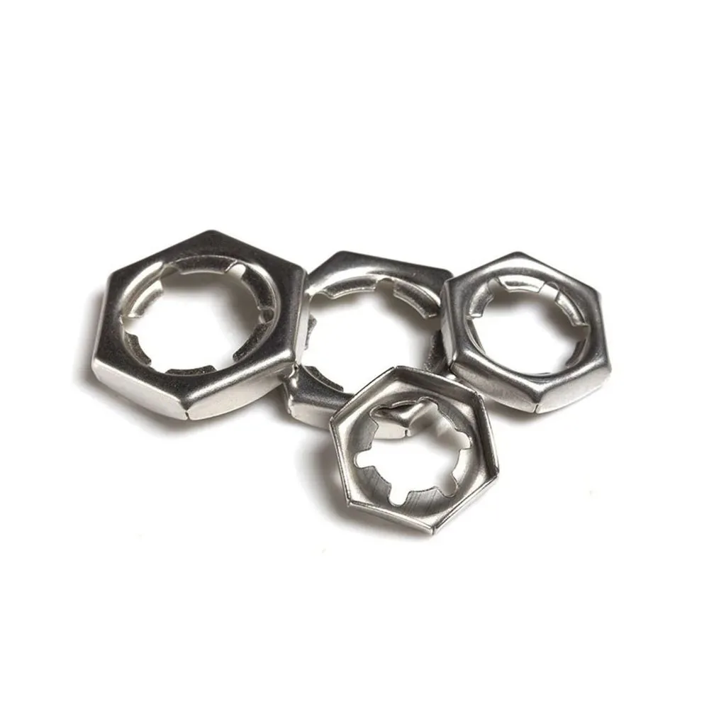 50pcs/lot M6 M8 M10 M12 M16 M20 304 Stainless Steel Self-locking Nuts Set Corrosion Resistance Hex Hexagon Retaining Nut