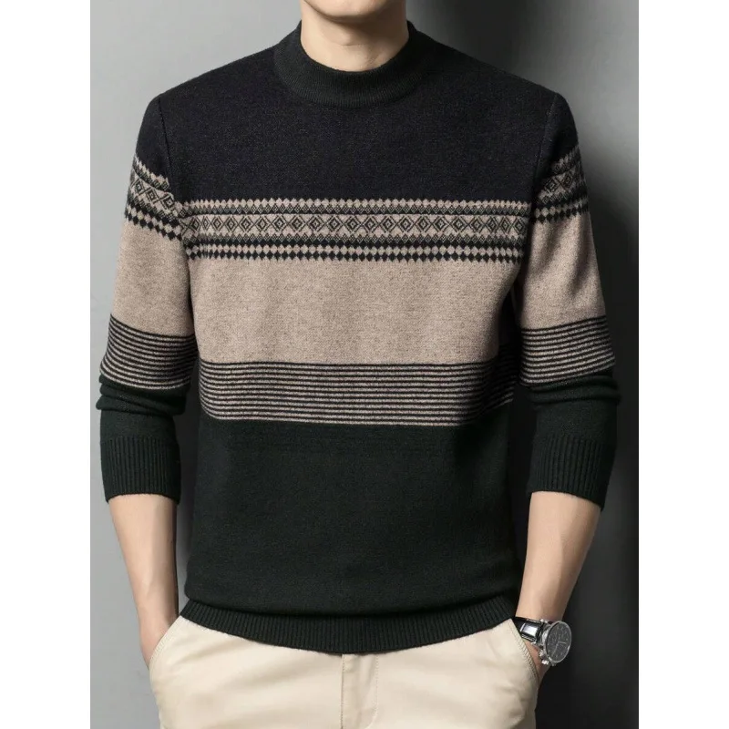 

Men's Knitted Sweater Jacquard Embroidery Fashionable Cashmere Yarn Nine Sleeve Length Non-deformable Spring Season