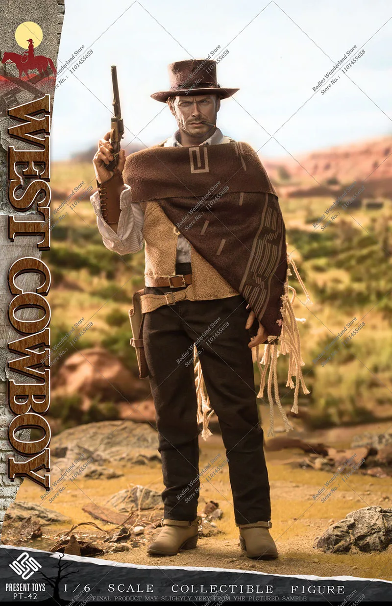 PRESENT TOYS PT-sp42 1/6 Scale Collectible West Cowboy 12 inch Male Solider Action Figure with Double Heads Full Set Model Toys