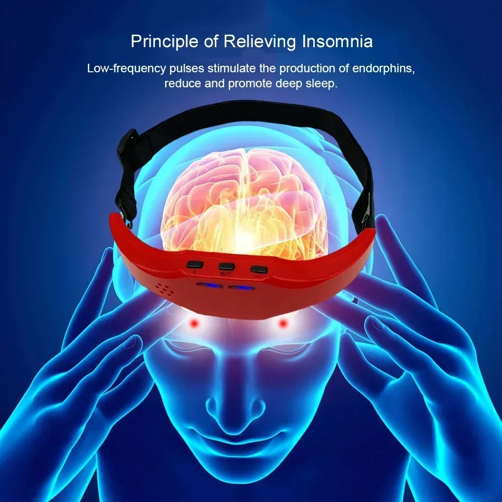 Sakit kepala elektrik, penghilang sakit kepala elektrik & sakit kepala, terapi denyut nadi Insomnia, Monitor tidur, rileks, perawatan kesehatan, masker mata