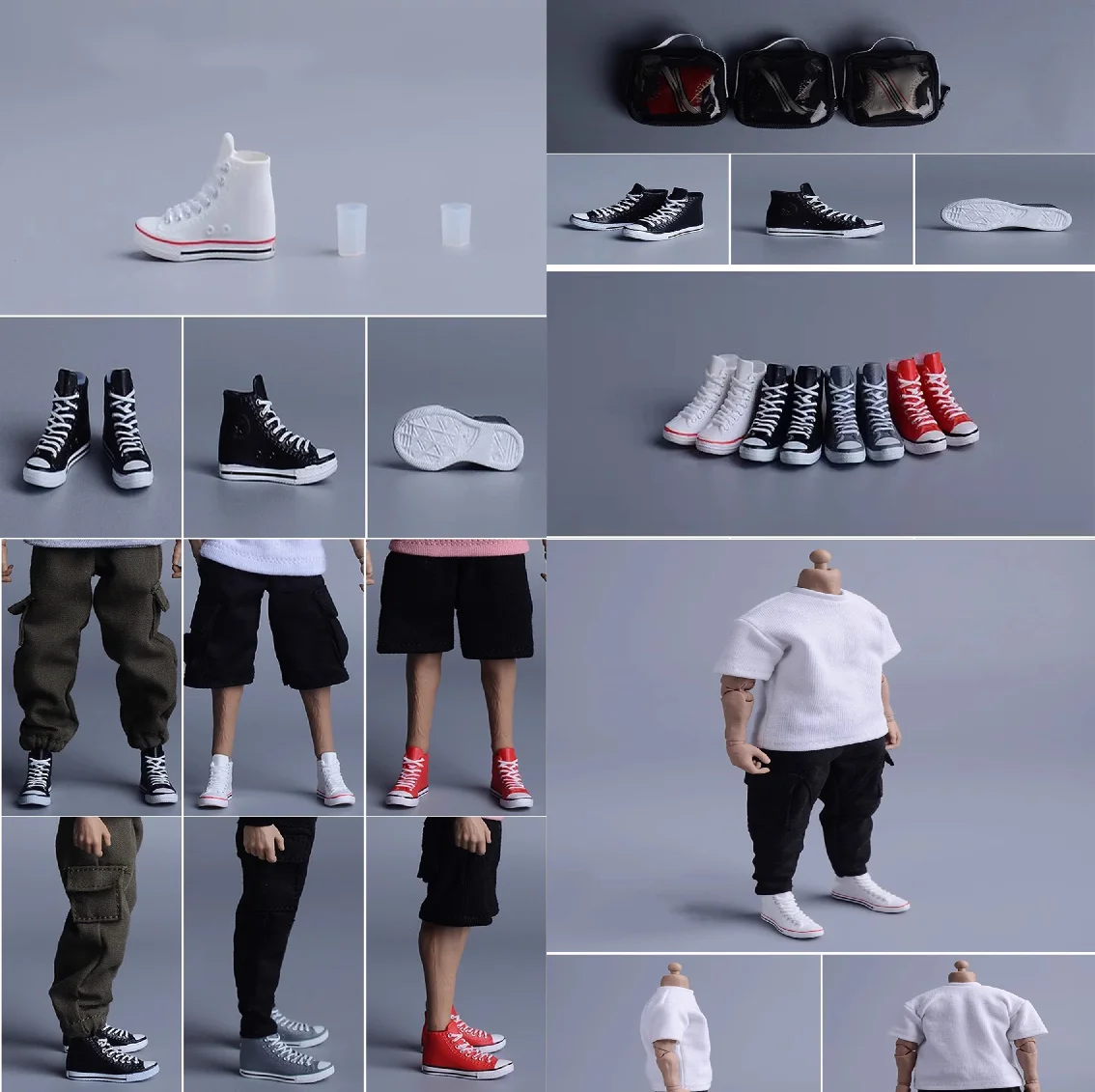 

1/12 Soldier Accessories Trendy High Top Canvas Shoes Multi Colour Model Toy Fit 6'' Action Figure Body In Stock