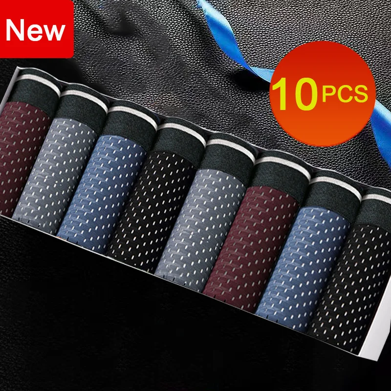 10Pcs/Set Men\'s Underwear Ice Silk Men Boxer Shorts Breathable Mesh Boxershorts Seamless Male Underpants Plus Size 4XL 5XL