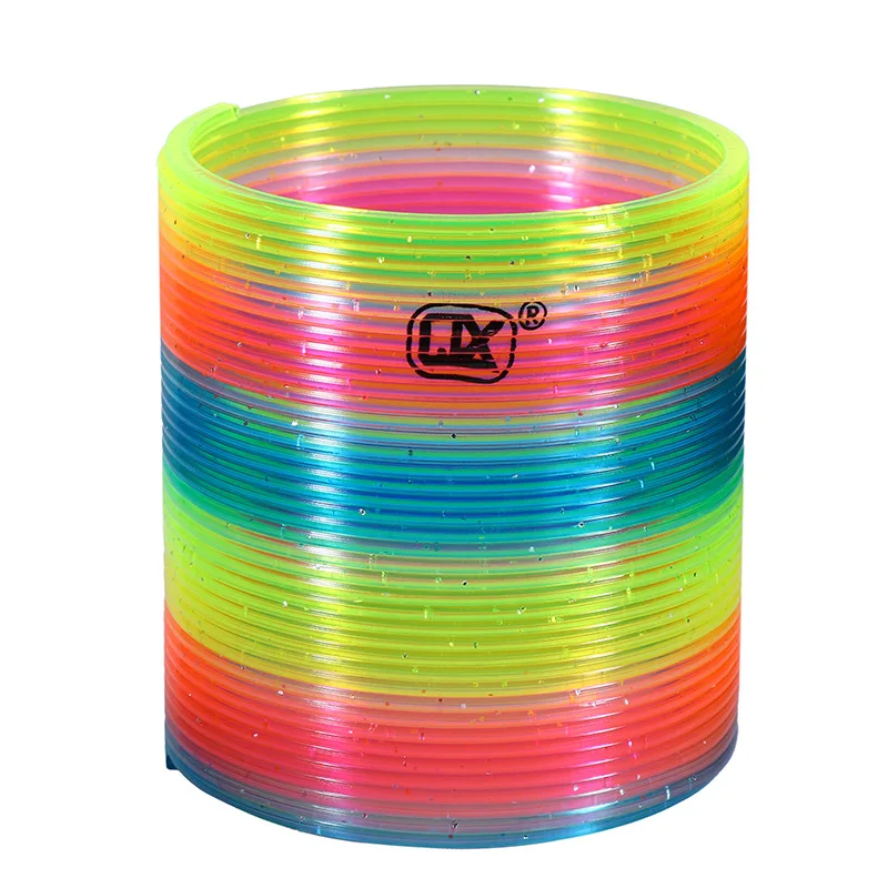 Big Magic Rainbow Color Spring Pack Original Plastic Coil Fidget Toy Colorful Neon Color Sensory Vintage Toys Decompression Toys