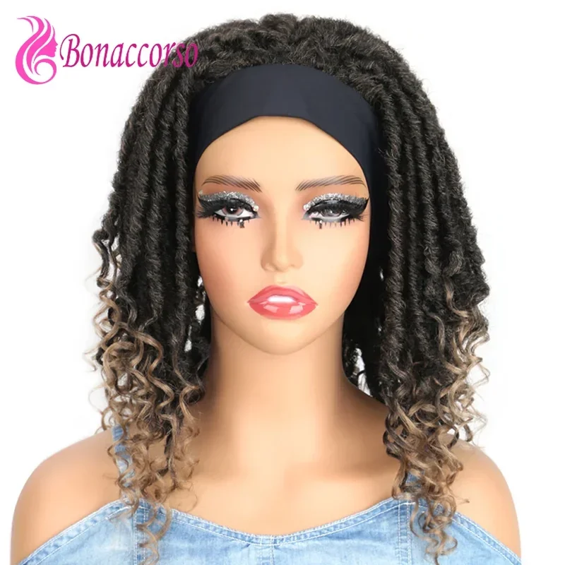 

Headband Dreadlocks Tail Curl Wigs Synthetic Short Curly wig For Women Lce Silk Hairband Dirty Braids Heat Resistant Fiber Wig