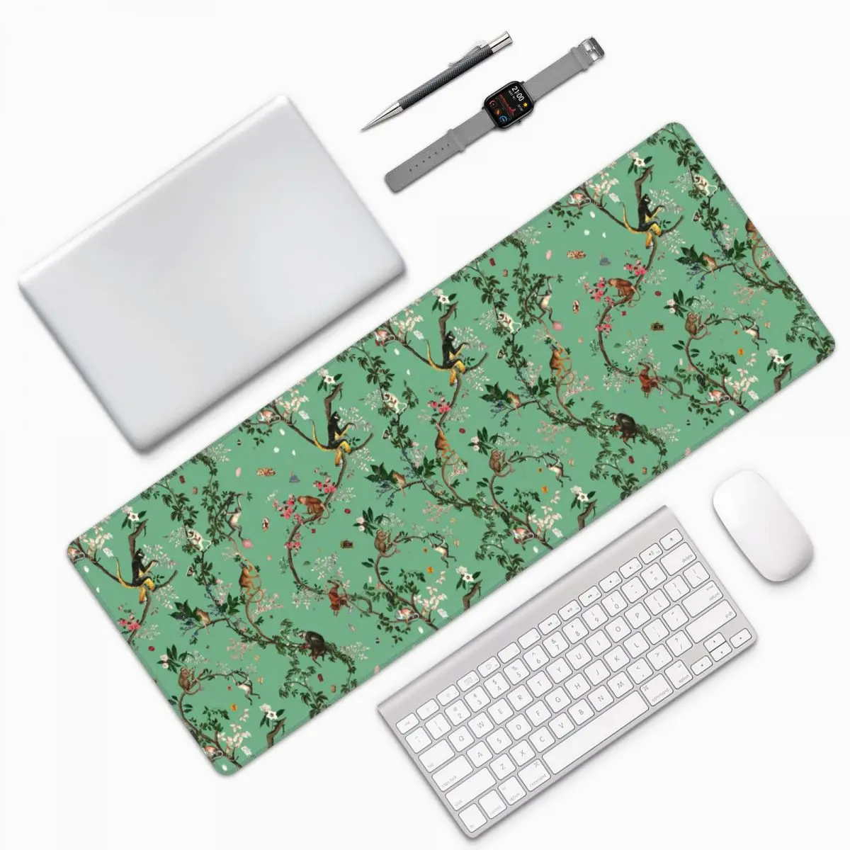 Monkey World Green Large Mouse Pad Computer Keyboard Mouse Mat Gamer PC Laptop Desk Mat Office Accessories Table Mats