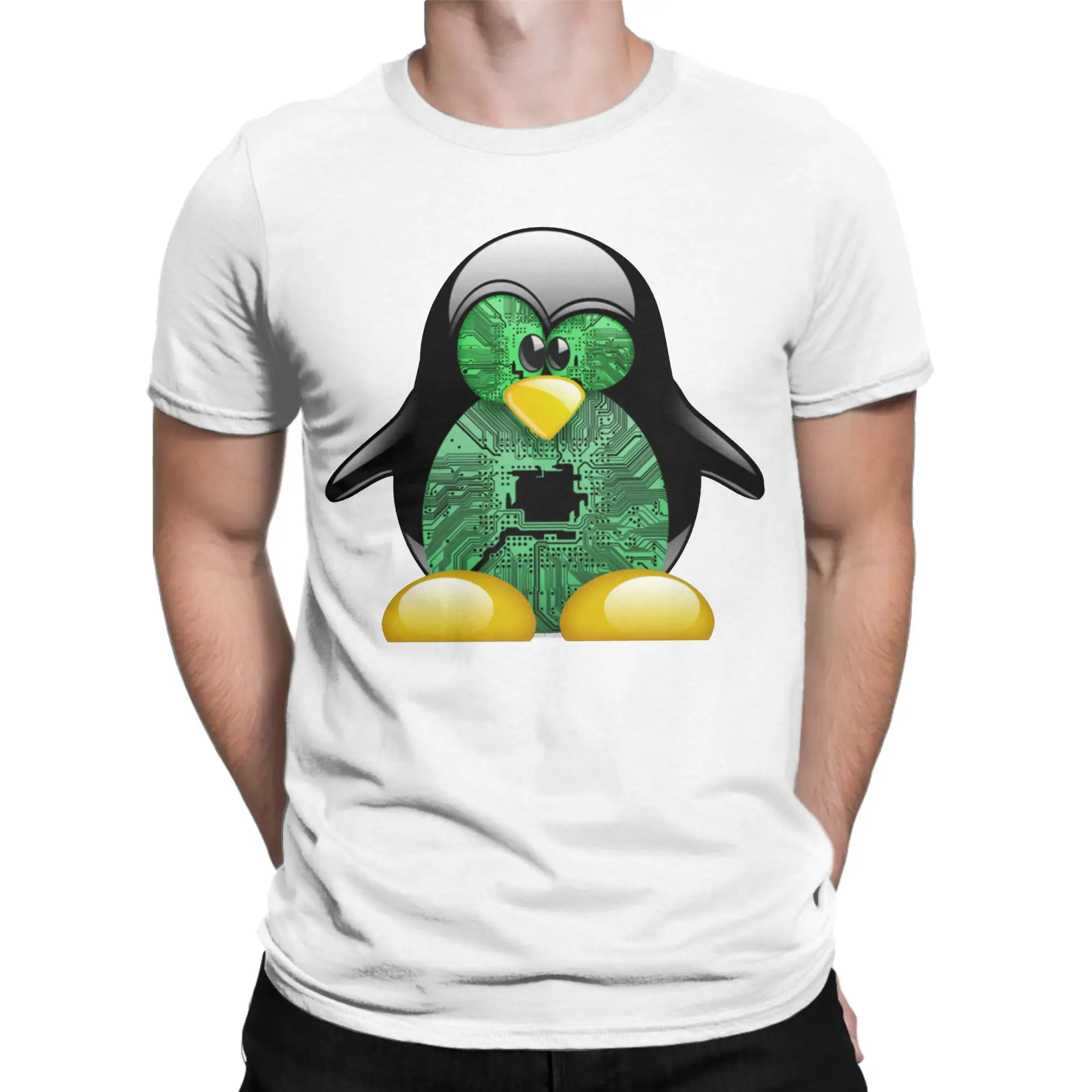 Linux Tux T-Shirt Men Programmer Computer Developer Geek Nerd Novelty Cotton Tee Shirt Short Sleeve T Shirt Printed Clothing