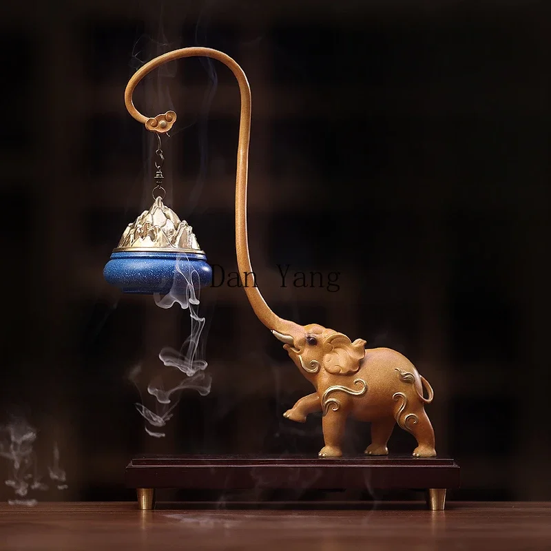 YJ Elephant Hanging Backflow Incense Burner All-copper Household Indoor Sandalwood Burner Tower Aromatherapy Burner Chinese