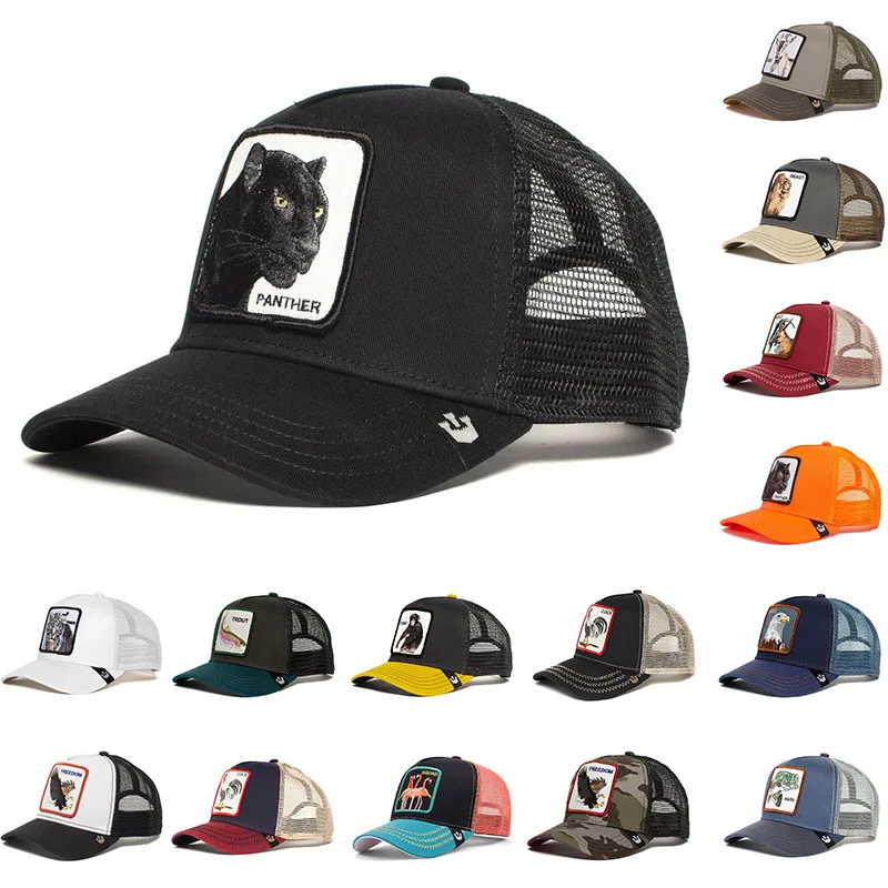 Fashion Animals Cartoon Embroidery Baseball Caps Men Women Snapback Hip Hop Hat Summer Breathable Mesh Outdoor Sun Gorras Hat