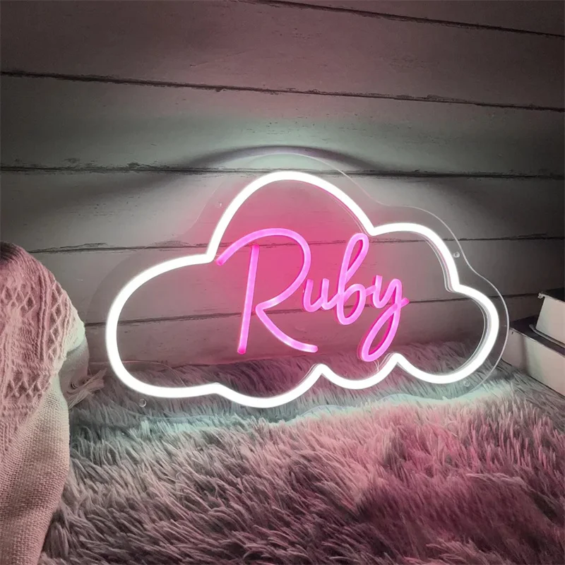 Custom Cloud Name Neon Sign, Personalized Girl Baby Kid's Room Children Bedroom Nursery LED Neon Light Home Wall Decor Birthday