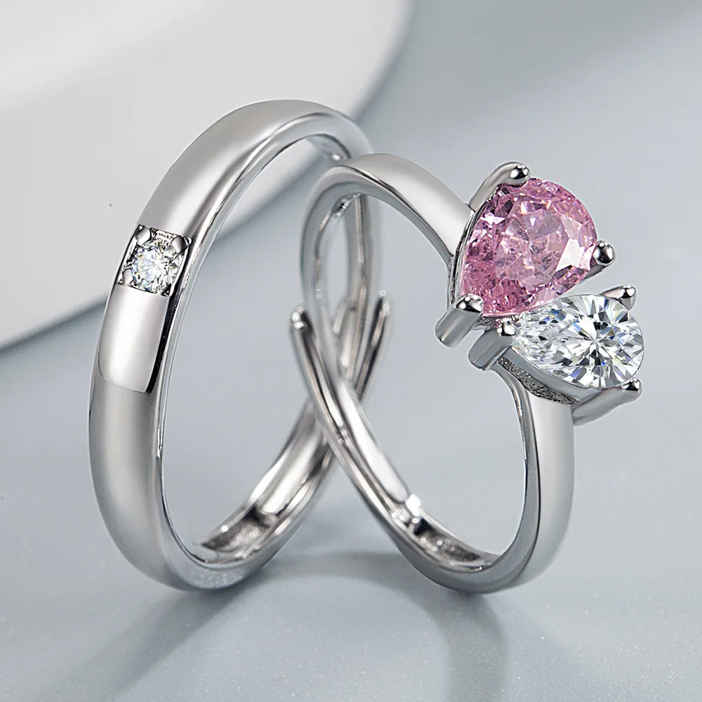 2 Stück 925 Sterling Silber Paarringe mit Zirkonia für Damen und Herren, Exquisiter Schmuck für Studenten und Freundinnen, Silber-Accessoires für Hochzeiten