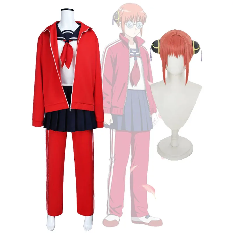 

Gintama Costumes Kagura Cosplay Sailor Uniform And Wigs Anime 3-Z Ginpachi Sensei Yato Clan Kagura's School Uniform Leader