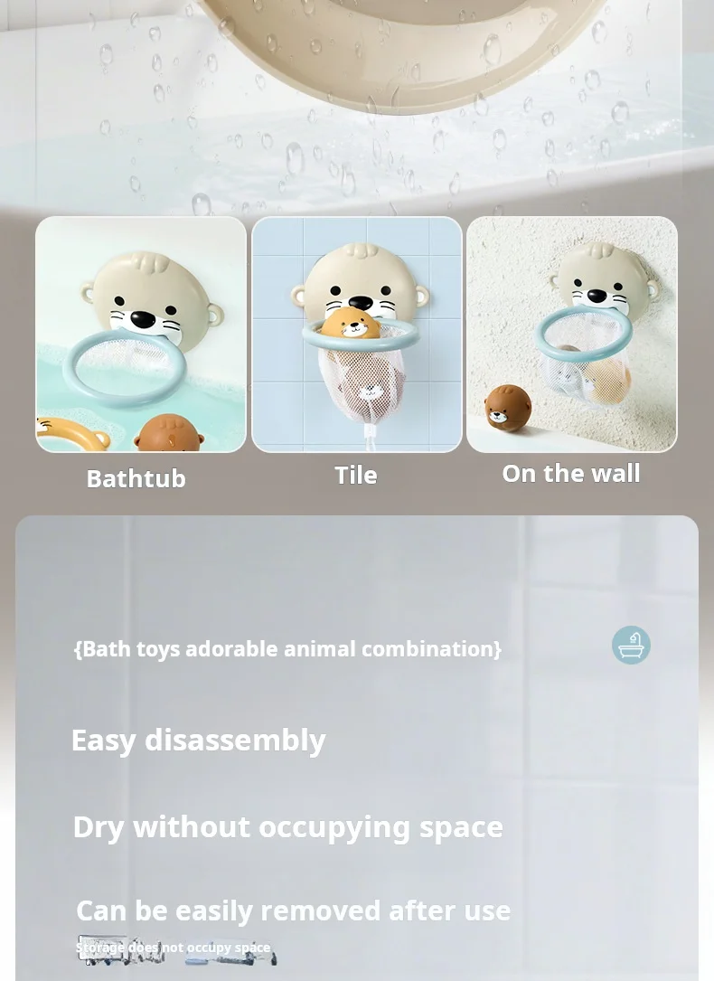Baby Bad Spielzeug Schwimm Tier Otter Nilpferd Dichtung Kind Badezimmer Dusche Basketballkorb Spiel Kinder Schwimmbad Wasser Spielen Geschenk – Detail 12
