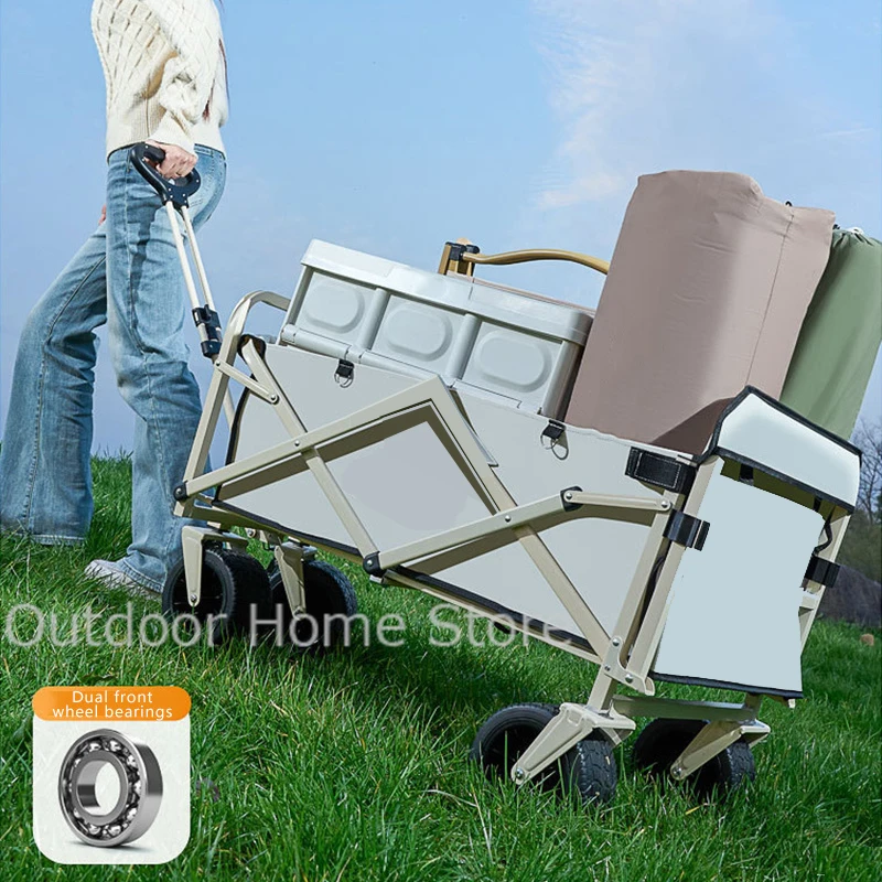 Carrito plegable portátil para jardín, carrito de gran capacidad para acampar al aire libre