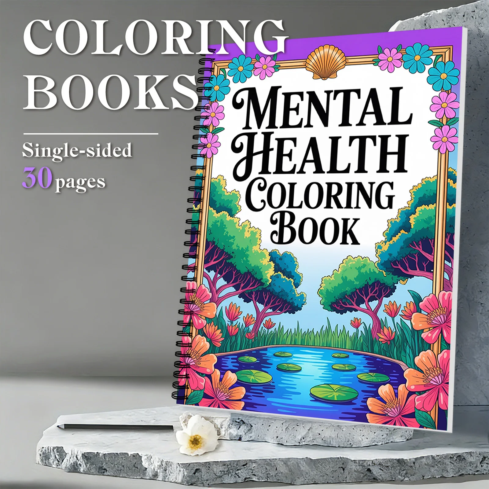 

1 шт., 30 страниц, цветочная книжка-раскраска для психического здоровья, раскраски для снятия стресса, для взрослых, расслабления для подростков