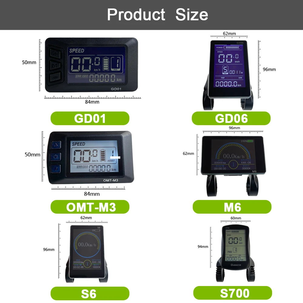 JN LED/LCD Ebike Display Group with GD01 GD06 OMT-M3 M6 S6 S700 S800 S866 S900 EN06 V889 Use for Electric Bicycle Control Panel