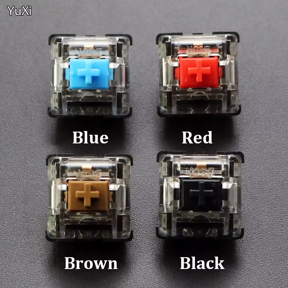 BSUN-interruptores de teclado mecánico, interruptor de llave negro, azul, marrón y rojo para enchufes CIY SMD, pines finos de 2 pines, Compatible con interruptor MX