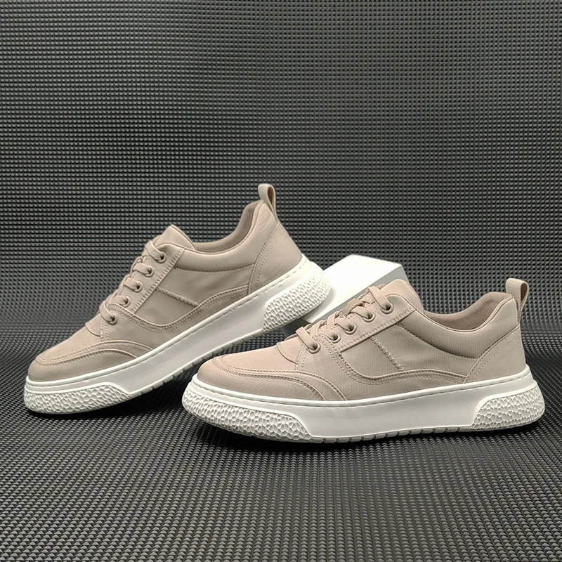 

New Flat Bottomed Board Trendy Versatile Ice Silk Cloth Shoes Men Breathable Light Luxury Easy Step On Lazy Casual Leather Suede