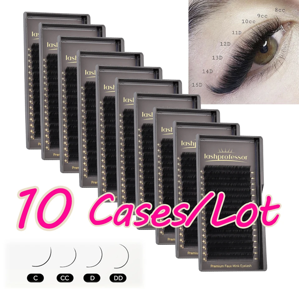 

Lashprofessor 10Cases Mage Volume Eyelash Extension B/C/CC/D Cashmere Matte Black Super Soft Individual Lashes For Makeup Cilios