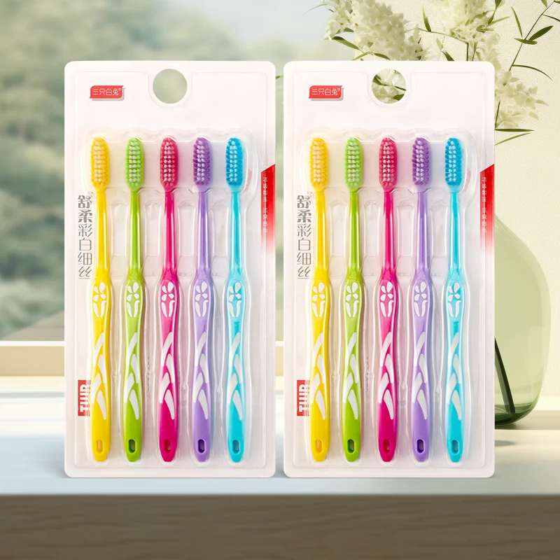 Soft Fine Bristle Toothbrush 5pcs Set 0.18mm Diameters PBT Bristle Material Family Teeth Care Set Muti-color Gums friendly