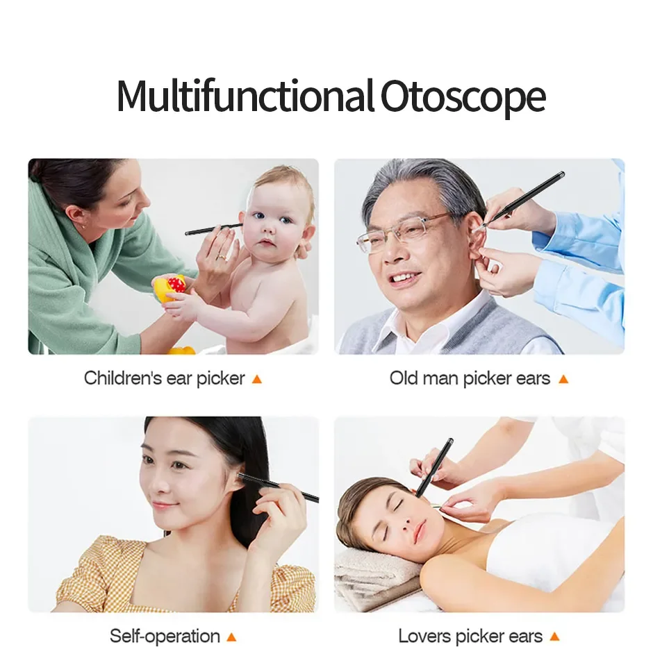 Orelha limpeza endoscópio câmera, IP67 impermeável, 6 LED, Android, tipo C, PC, Ear Pick Kit, 3 em 1