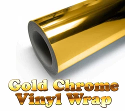 10cm x 150cm Gold Gold Chrom Spiegel Wrap Vinyl Abdeckung Film Aufkleber Aufkleber Rolle Blatt mit Luftblasen frei 4 