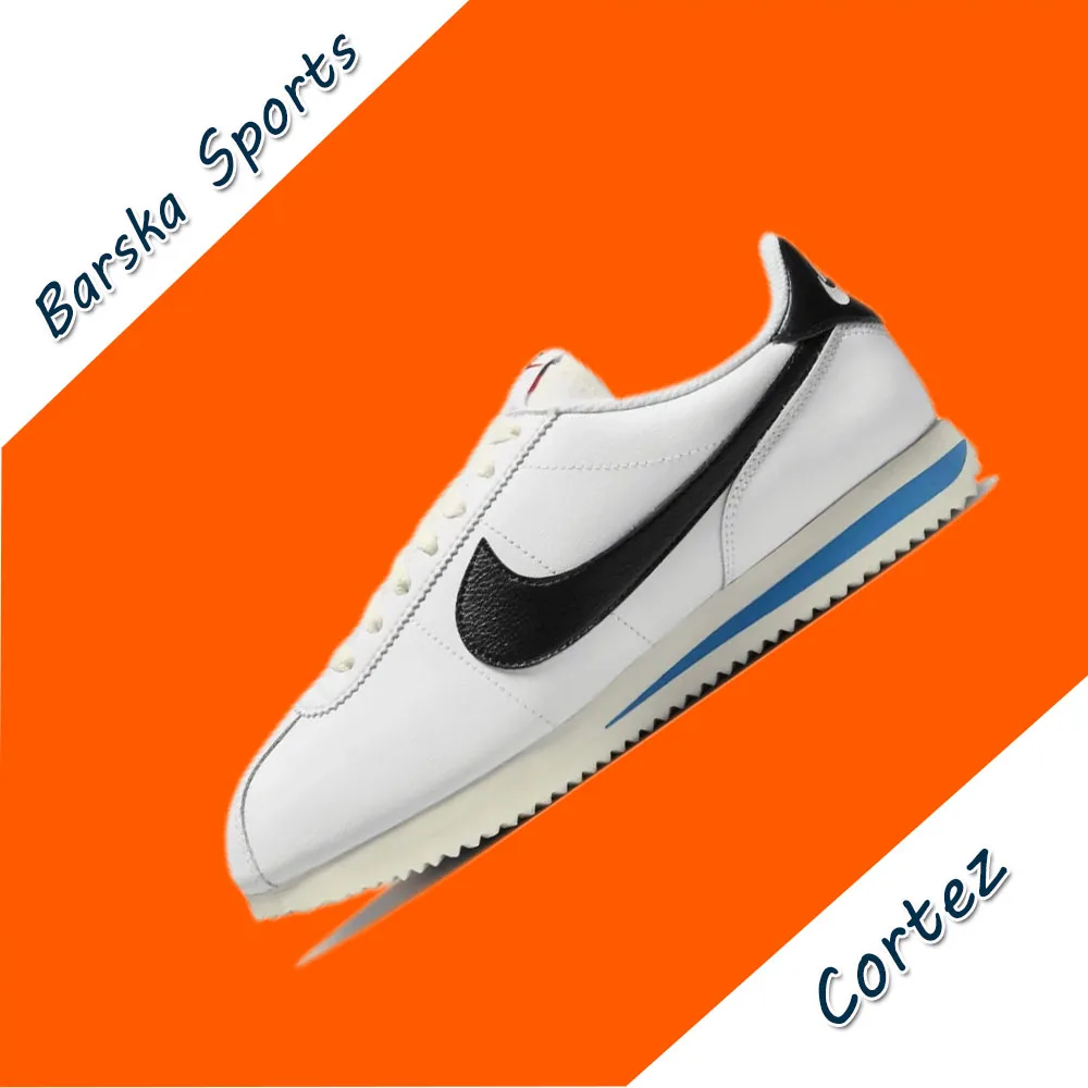 Nike New Cortez Low Men\'s and Women\'s Sneakers Retro Classic Running Shoes Breathable and lightweight Sneakers White&Black&Blue