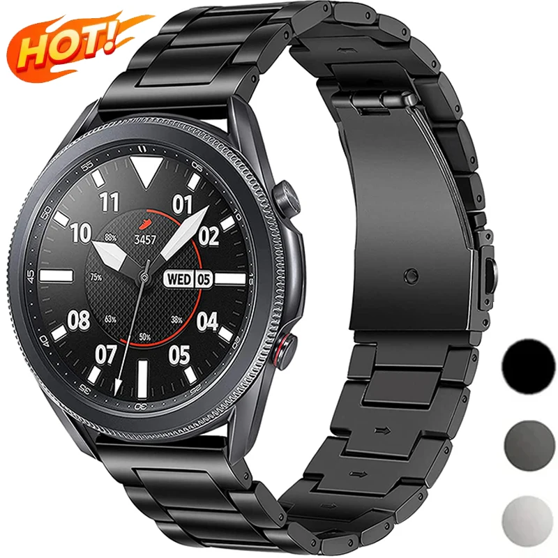 

Ремешок для часов из титана 18 мм, 20 мм, 22 мм для Samsung Watch 7/6/5/4/3 Active 2 Gear S2 6/4 Classic, сменный деловой браслет