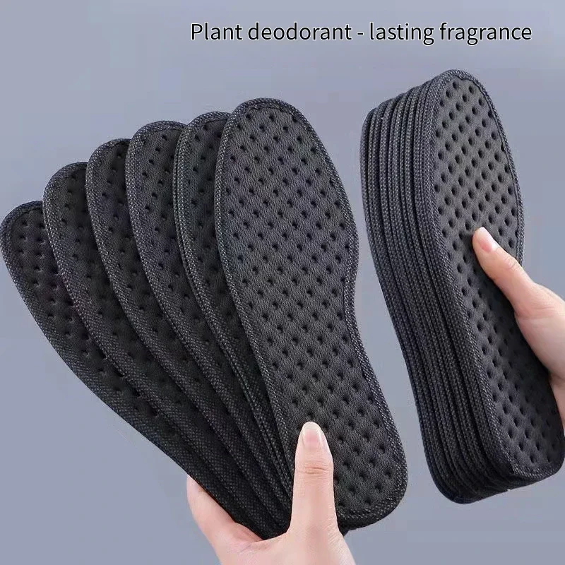 Bamboo Charcoal Antibacterial Shoes Insoles Breathable Deodorant Running Sports Insole for Feet Thick Shock Absorbing Shoe Sole