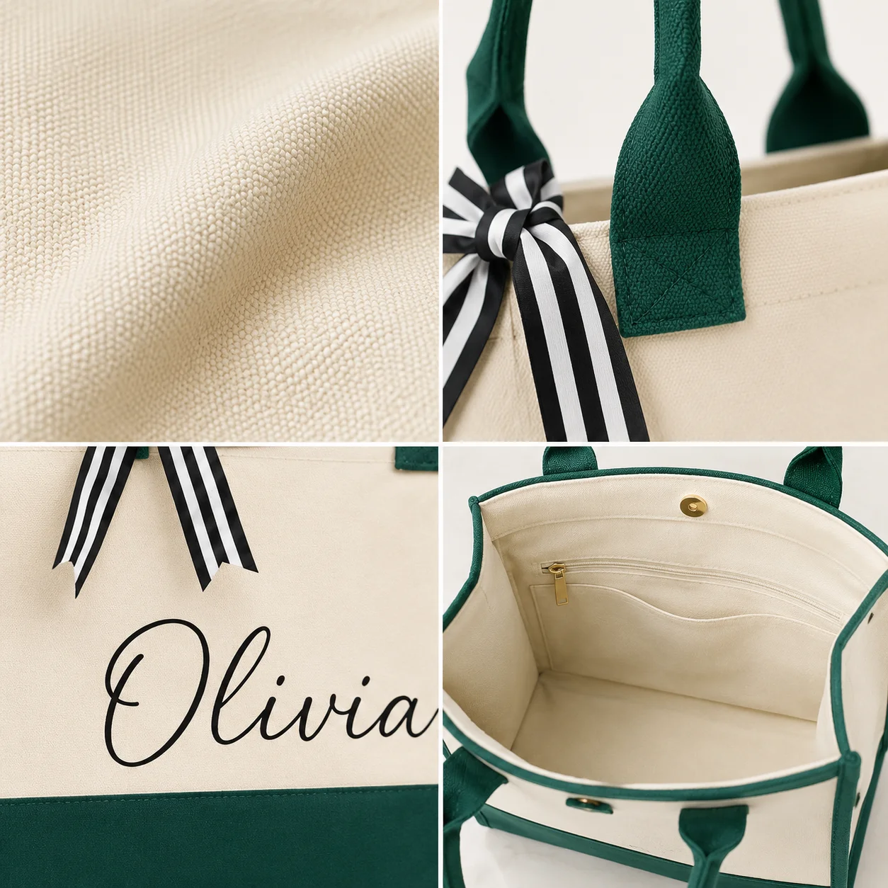 Canvas Tote Bag Customized Logo Text Name Carry Bag Large Capacity Shopping Bag Personalized Company Promotional Unique Gift Bag