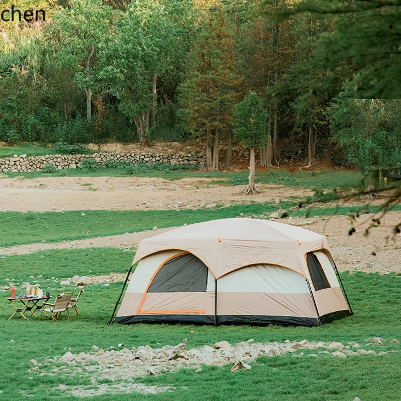 outdoor multi-person thickened tent - camping, rainproof, sun protection, ventilated, all-season tent