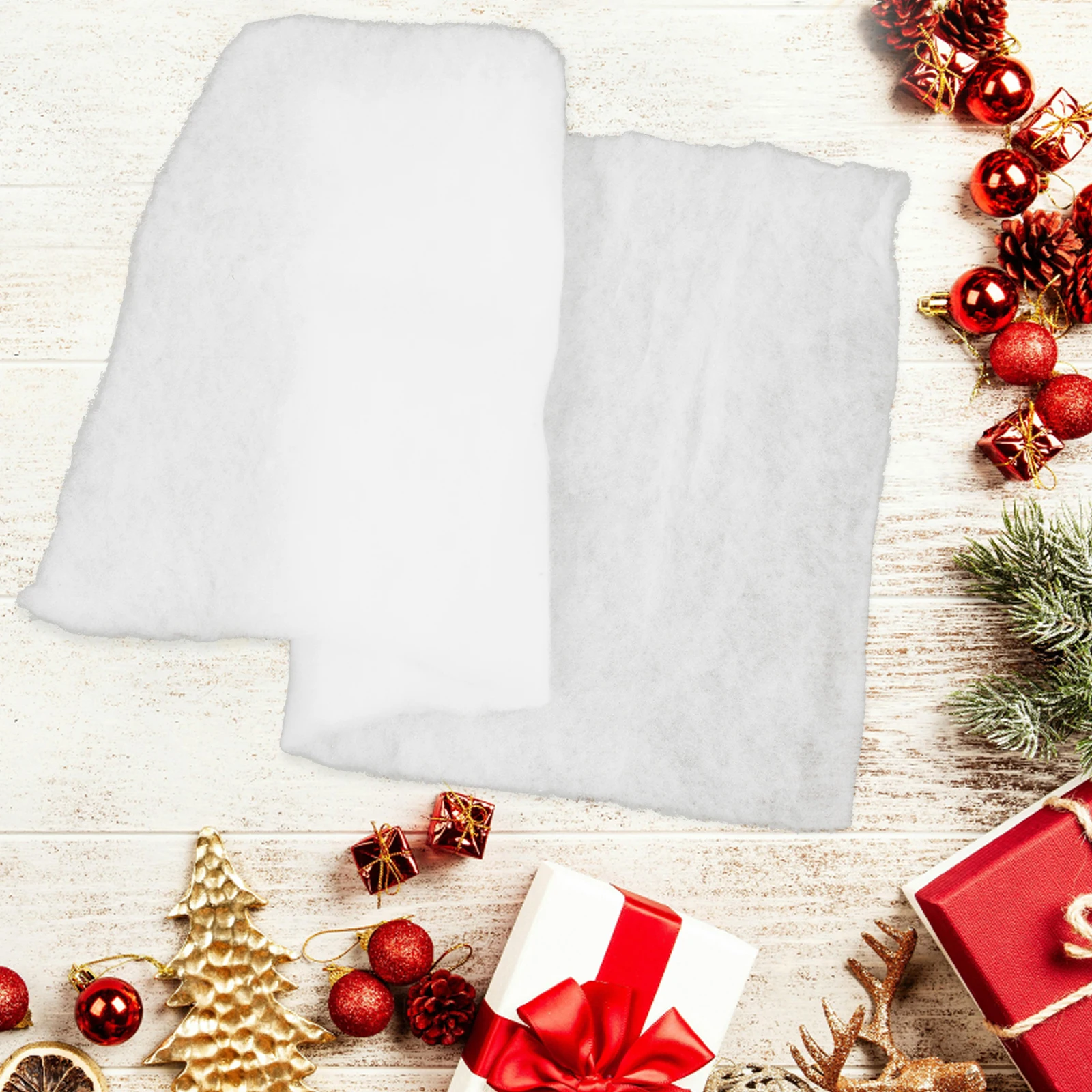 

2Pcs Snow Cotton Artificial Blanket 50x100cm Soft Realistic Snowflake Christmas Decoration Fake Snow Rug Tablecloth