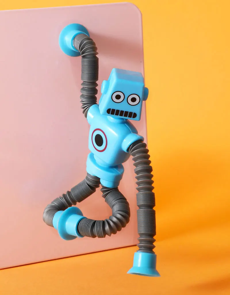 Fidget Toys Stress Relieve Robot,  Pack Stretch Tube Robot with Suction Cup for Kids Adults, Novelty Anxiety Relief Sensory Toy view 4