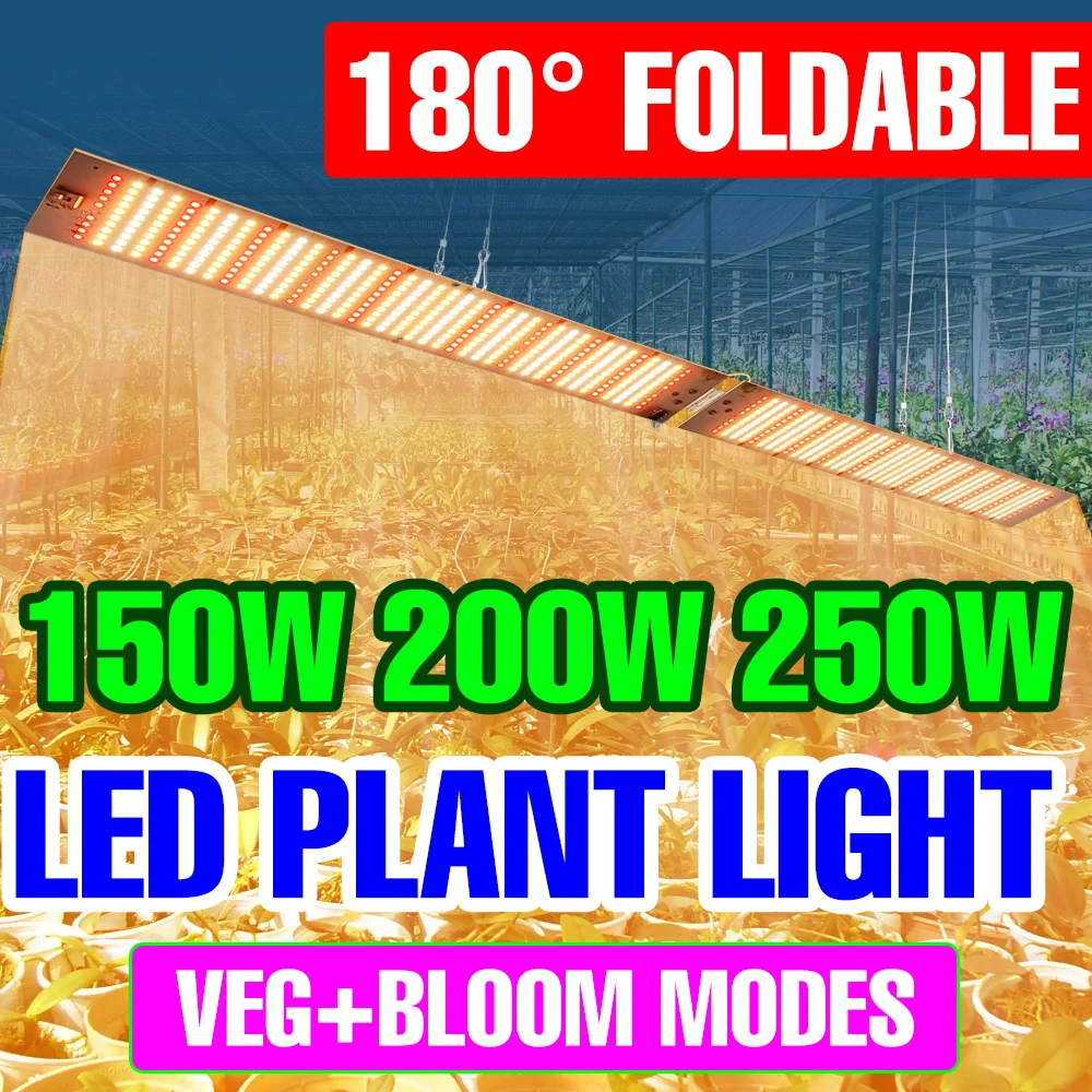 

250W LED Plant Grow Lights Full Spectrum 100-277V Quantum Board Hydroponic Cultivation Light Greenhouse Tent Vegs Fruit Lighting