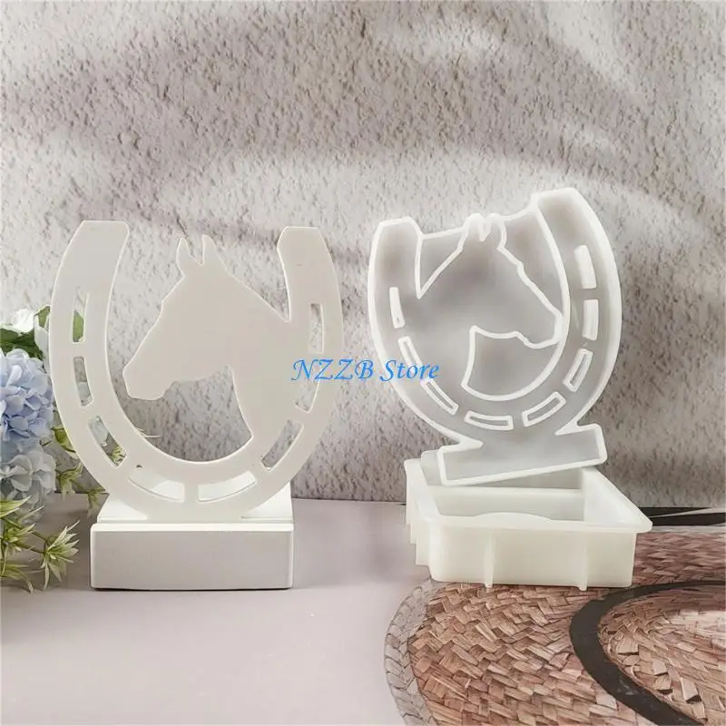 

T21F Horse Head Holder Mold Base Silicone Mould Gypsum Candlestick Crafting Mould Jewelry Making Tool