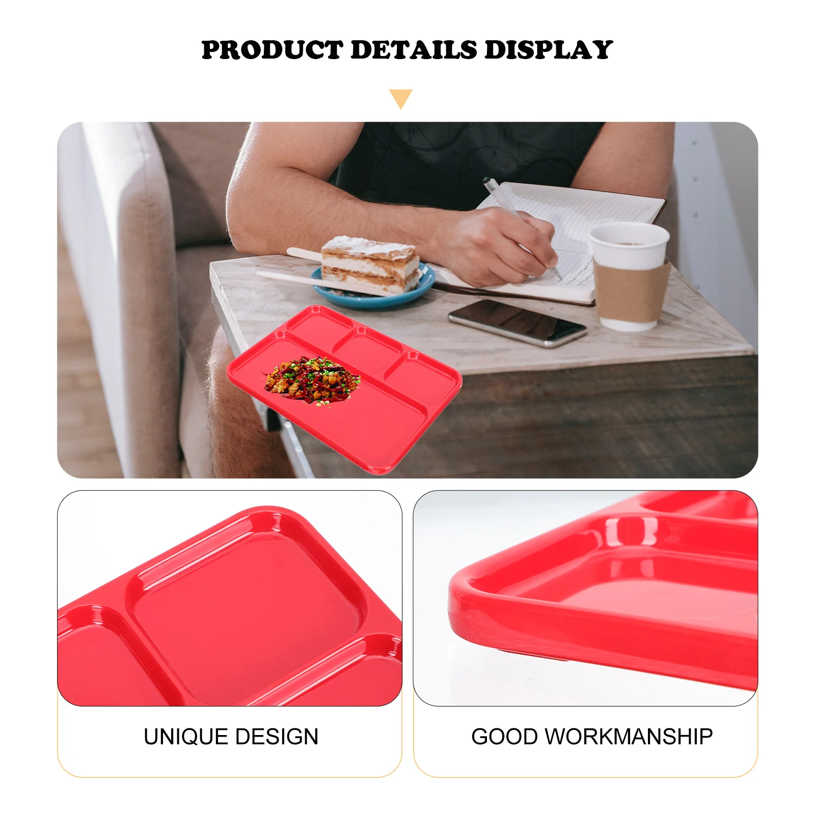 

2Pcs High-Grade Material Food Serving Plate Classic Design Multi-Compartments Barbecue Dumpling Breakfast Dish Odor Prevention