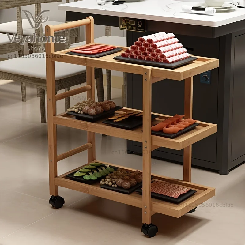 Heavy Multi-Tier Rolling Service Cart - Commercial Kitchen & Hot Pot Serving Cart W/ Locking Wheels | Restaurant, Home