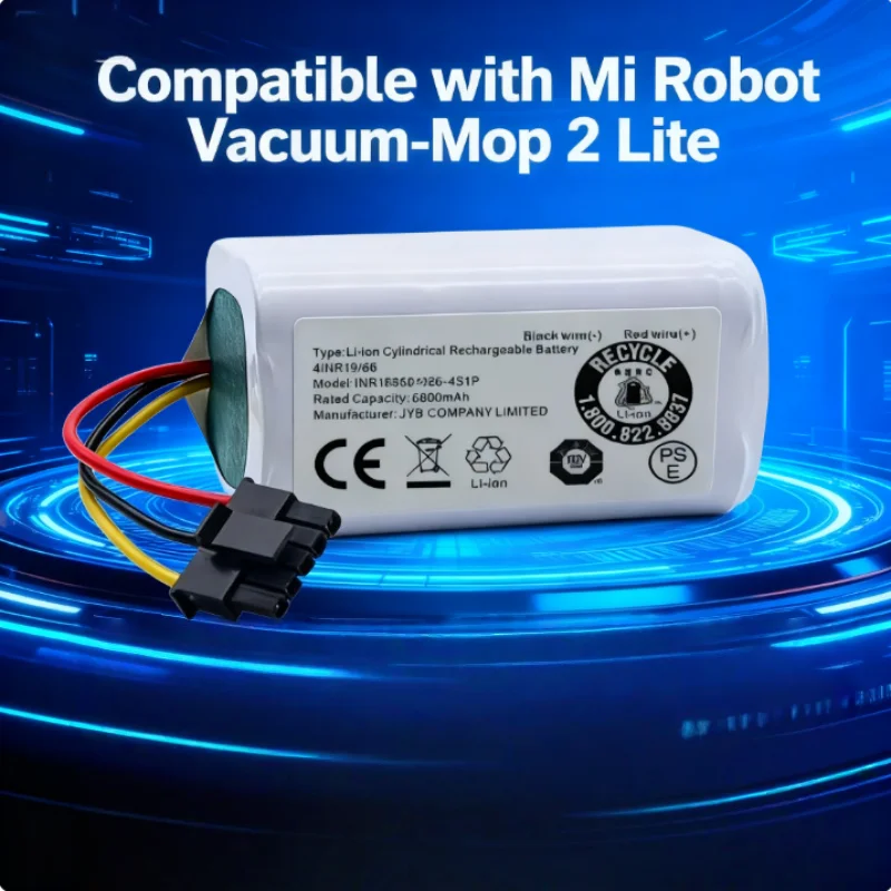 

4S1P 14.4V 3500mAh Lithium Battery for Xiaomi Mijia E10 E12 , Replacement Battery for Robot Vacuum Mop 2 Lite MJSTL Long Runtime