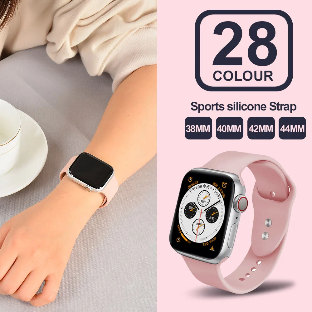 Silicone Strap For Apple Watch band 45mm 41mm44mm40mm49mm42mm38mm Sport bracelet correa iwatch Series Ultra S9 8 7 se 6 5 4 3 2