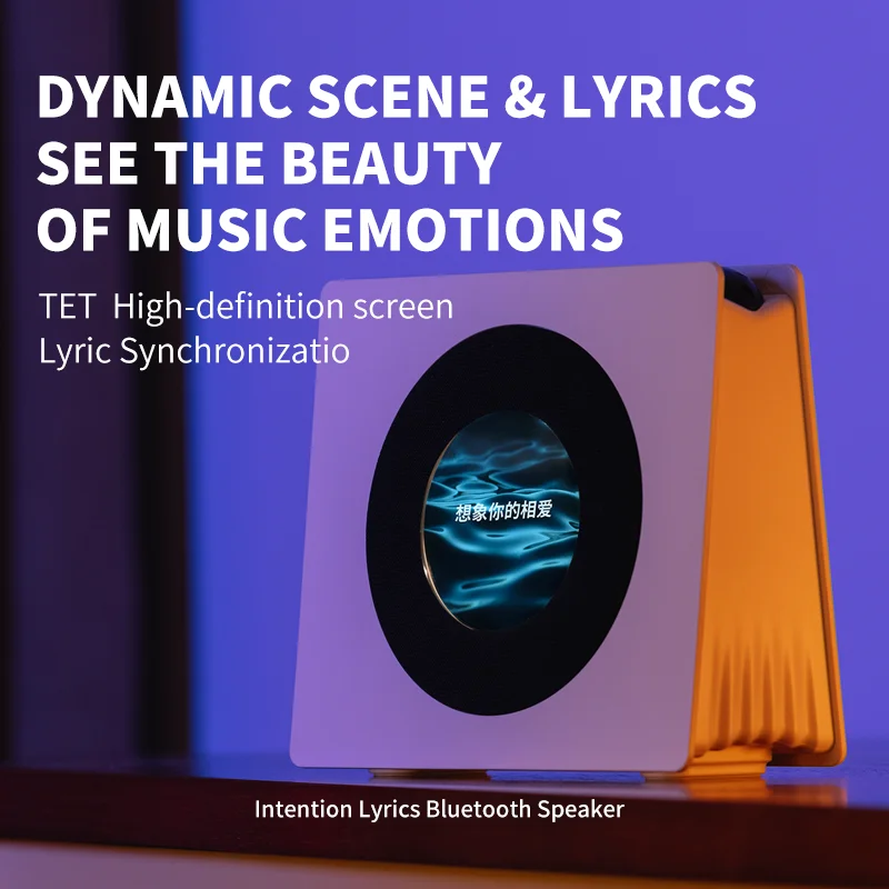 

2025 hot sale Multi-function Intention Lyrics Bluetooth Speaker with TFT LCD White Noise Clock Desktop Wireless Speaker