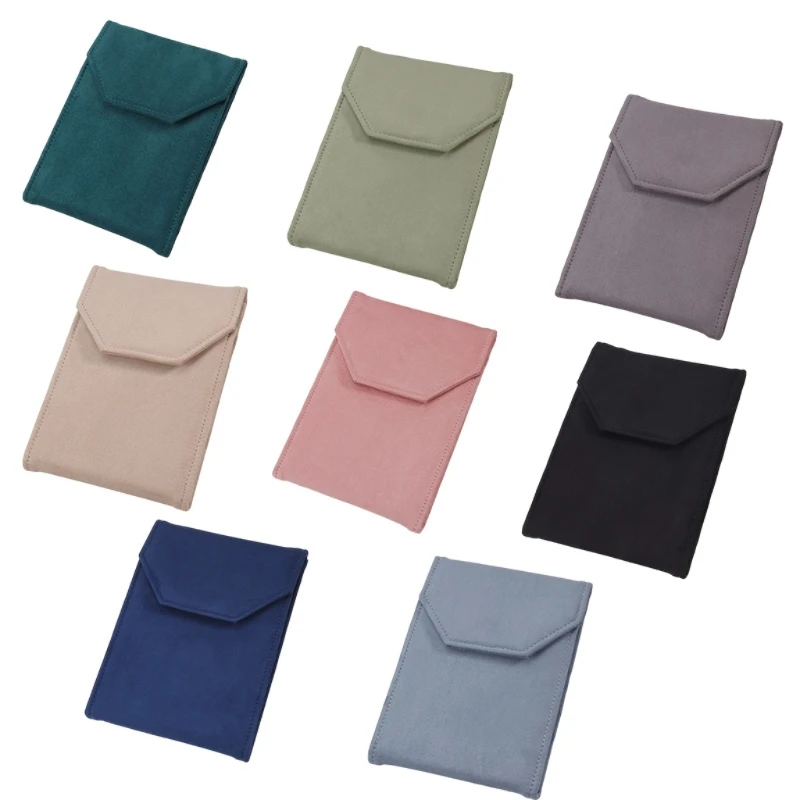 Flocking Jewelry Travel Protective Closure Bag for Chains and Pearls