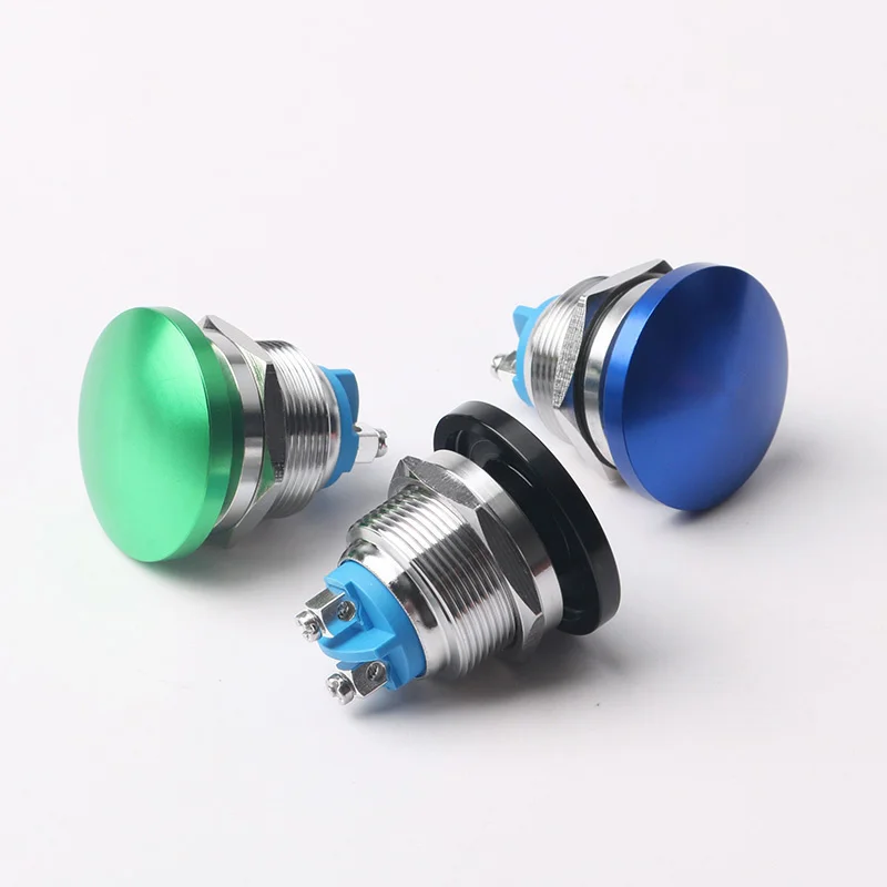 Botón de presión de Metal de seta de 22mm, Pin de tornillo de Reajuste automático, interruptor de alimentación de acero inoxidable impermeable momentáneo