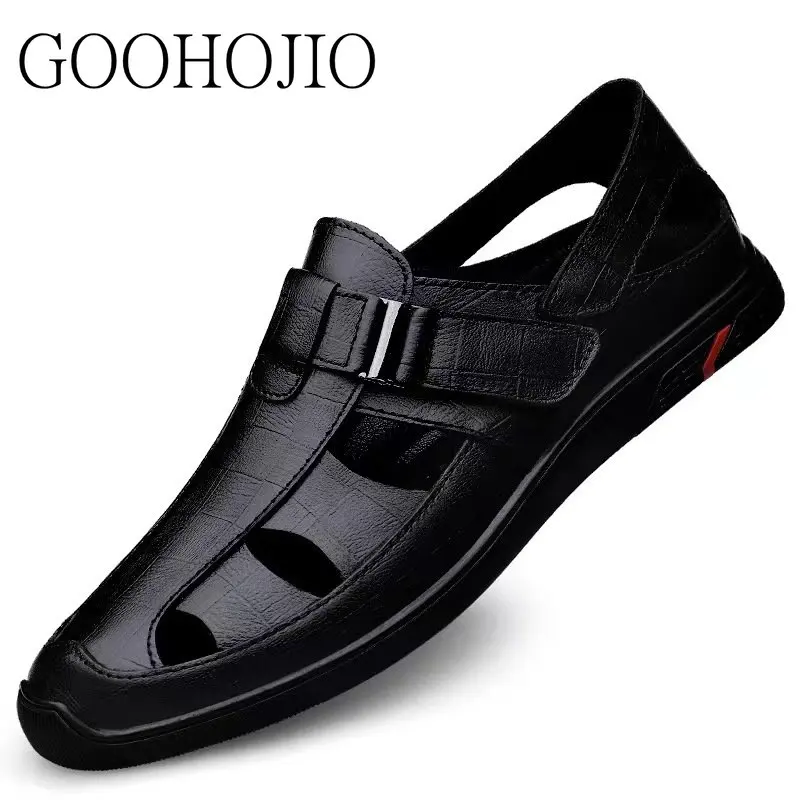 Summer Men Sandals Cozy Hollow Non-slip Soft Cool Lighted Breathable All-match Classic Wearable Fashion Casual Leather Sandals