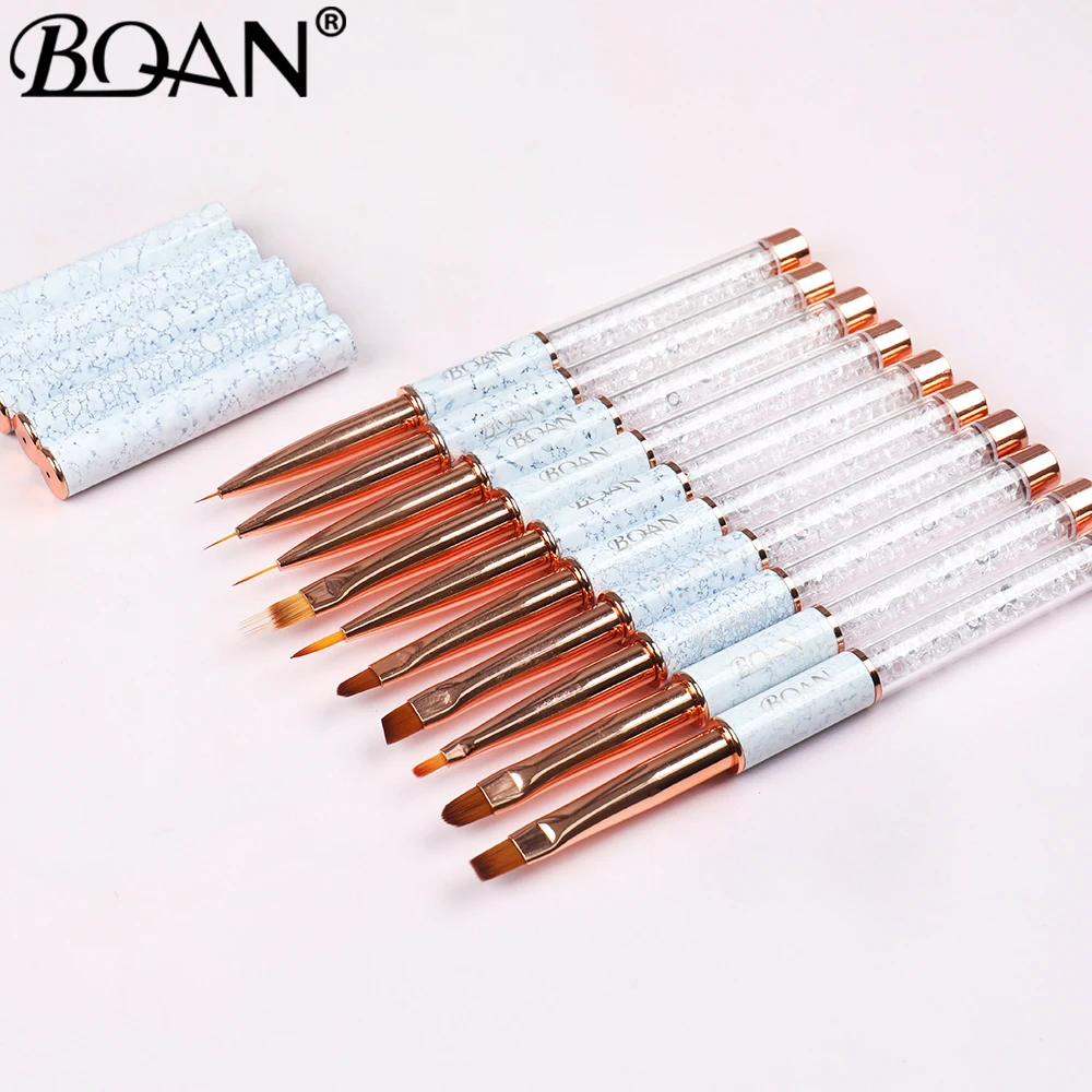 BQAN Marbled Rose Gold Nail Brush Gel Brush For Manicure Acrylic UV Gel Extension Pen For Nail Polish Painting Drawing Brush