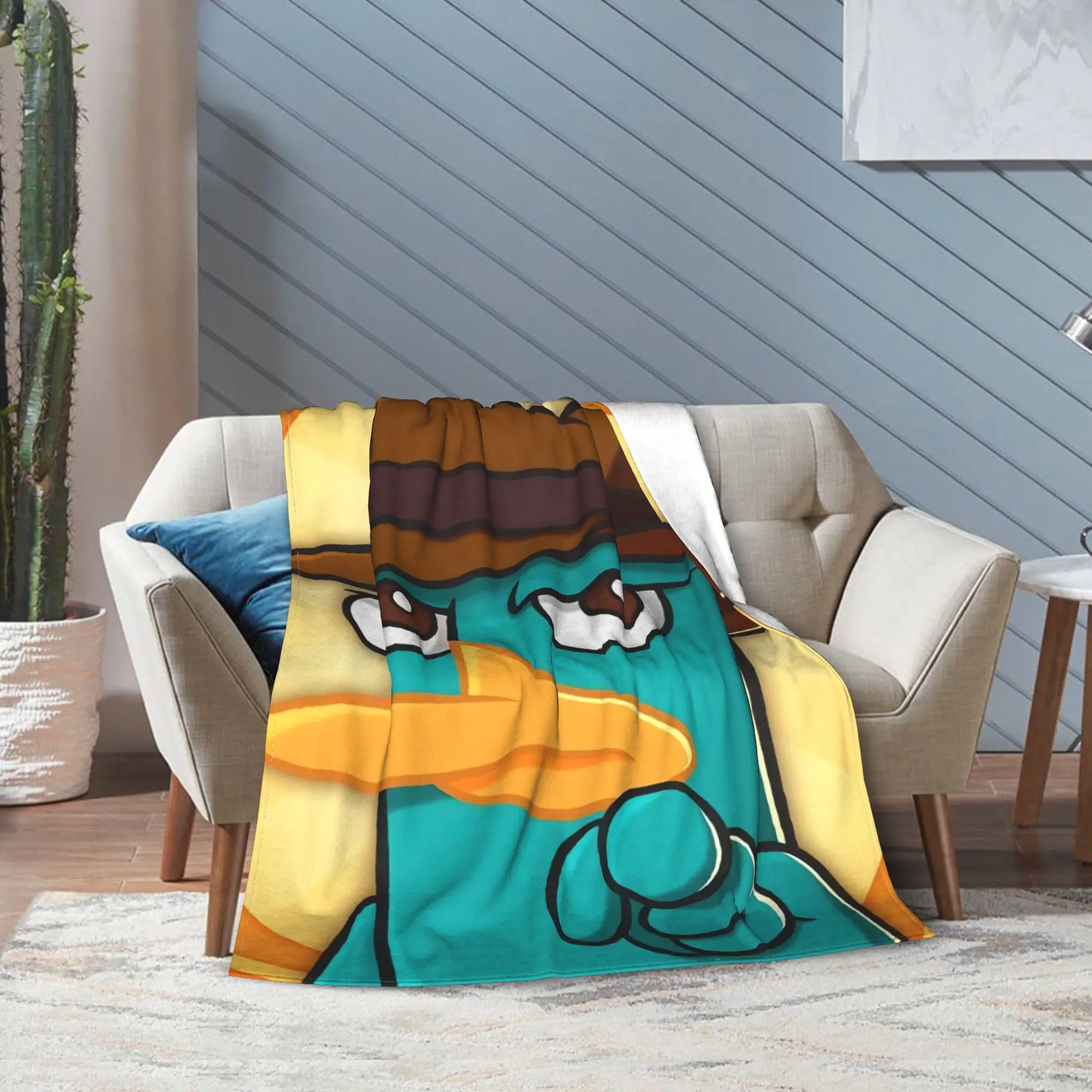 فينياس و فيرب بيري خلد الماء الكرتون الصوف رمي بطانية وكيل P للفراش بطانية محبوكة سيارة دافئة متعددة الوظائف #4