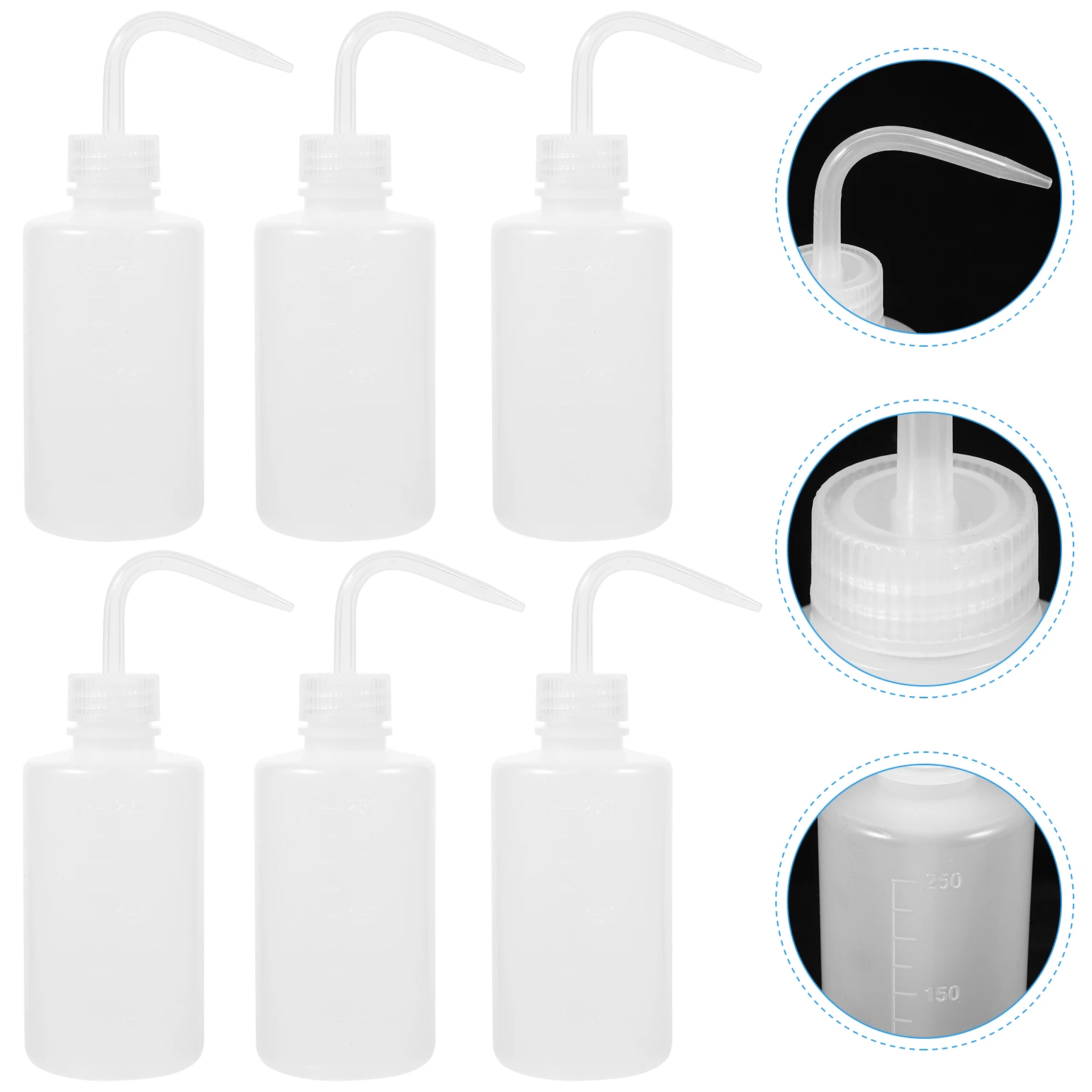 

6pcs Plastic Empty Washing Bottle Refillable Squeeze Bottle With Scale Graduated Lab Wash Container Shampoo Lotion Storage For