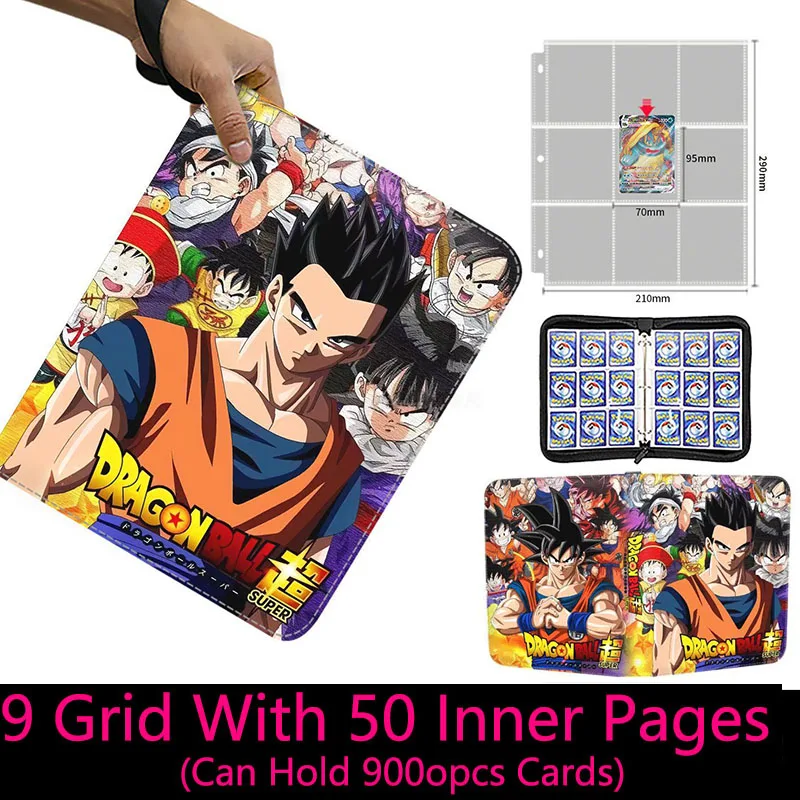 400/900pcs Dragon Ball Card Binder Book Folder Anime Trading Game Cards Storage Case Holder PU Zipper Cards Collection Album