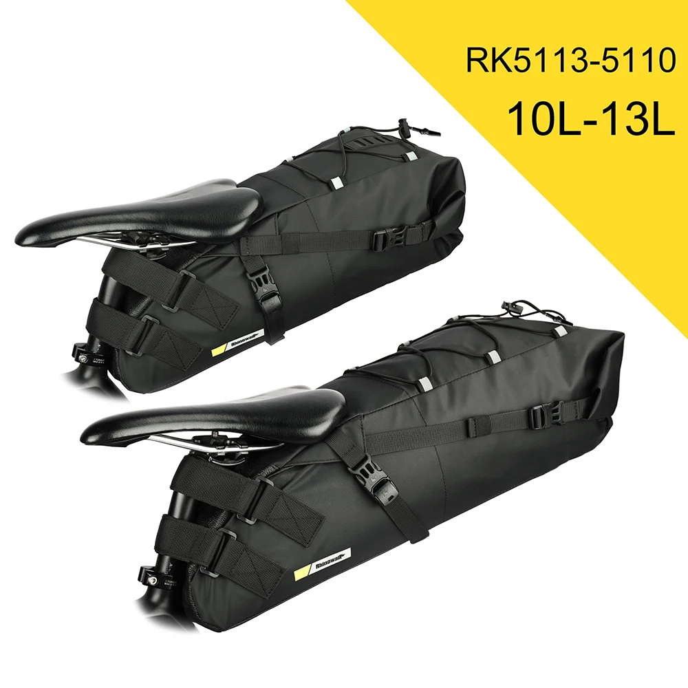 Rhinowalk Bike Saddle Bag Waterproof 10L 13L Bicycle Reflective Big Capacity Foldable Tail Rear Bag Cycling MTB Trunk Pannier