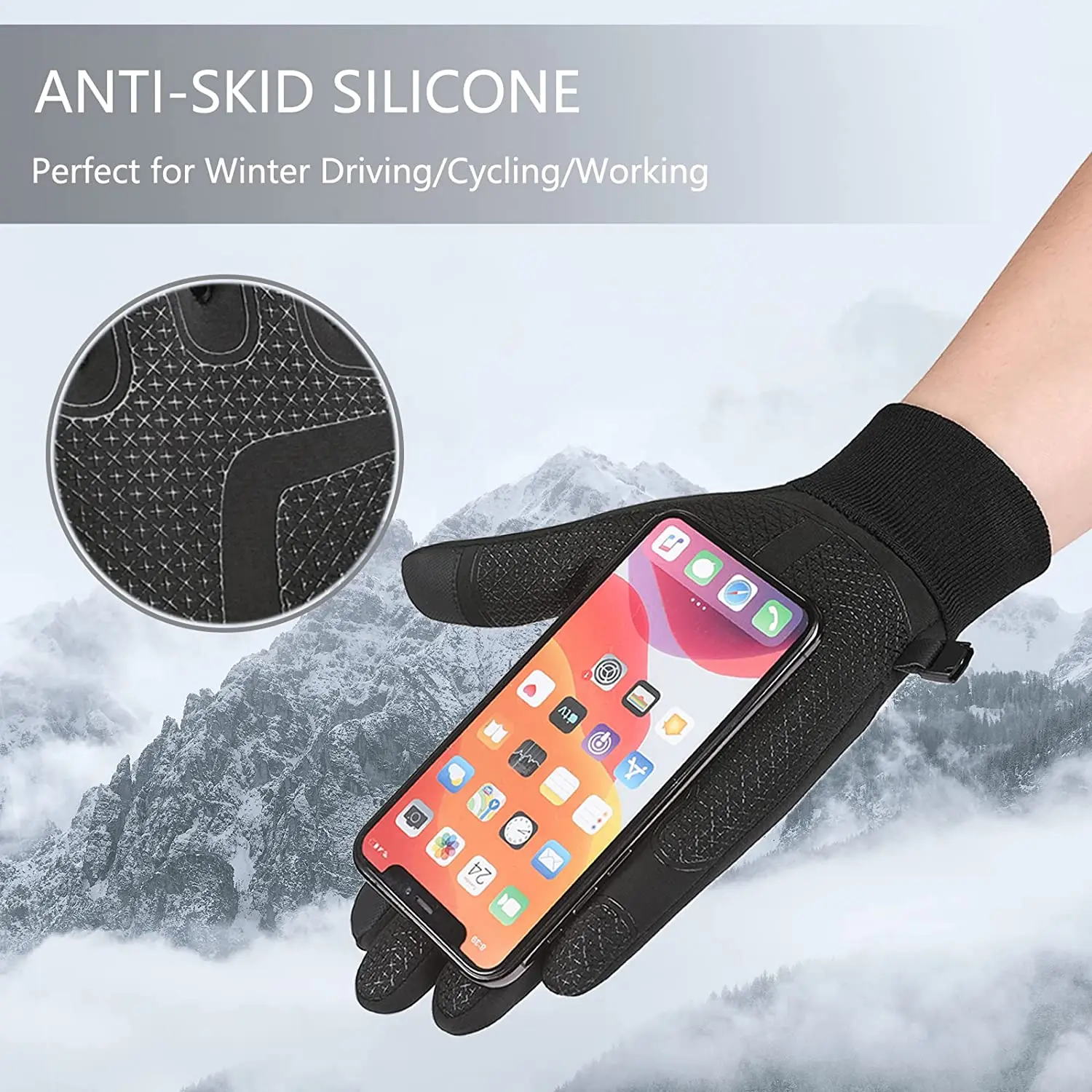 Winter Bicycle Gloves Men Women Touch Screen Cold Weather Warm Gloves Freezer Work Thermal Gloves for Running Cycling Ski Hiking