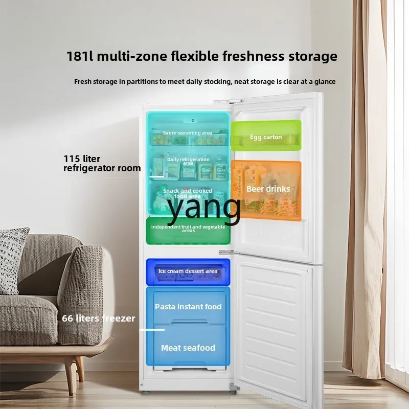 LMM 190 ثلاجة صغيرة بباب مزدوج، تأجير منزلي صغير، توفير الطاقة، بابين أبيضين